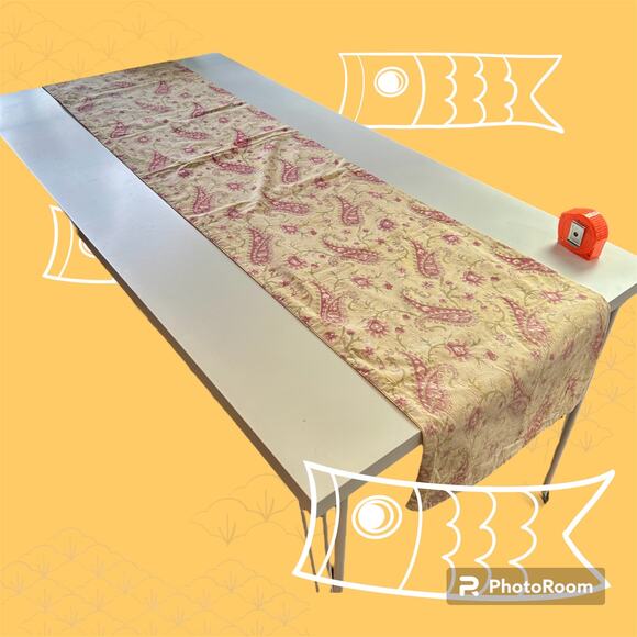 Pottery Barn Yellow Red Green Paisley 100% Cotton Table Runner 18" x 90" *READ* - Picture 2 of 7